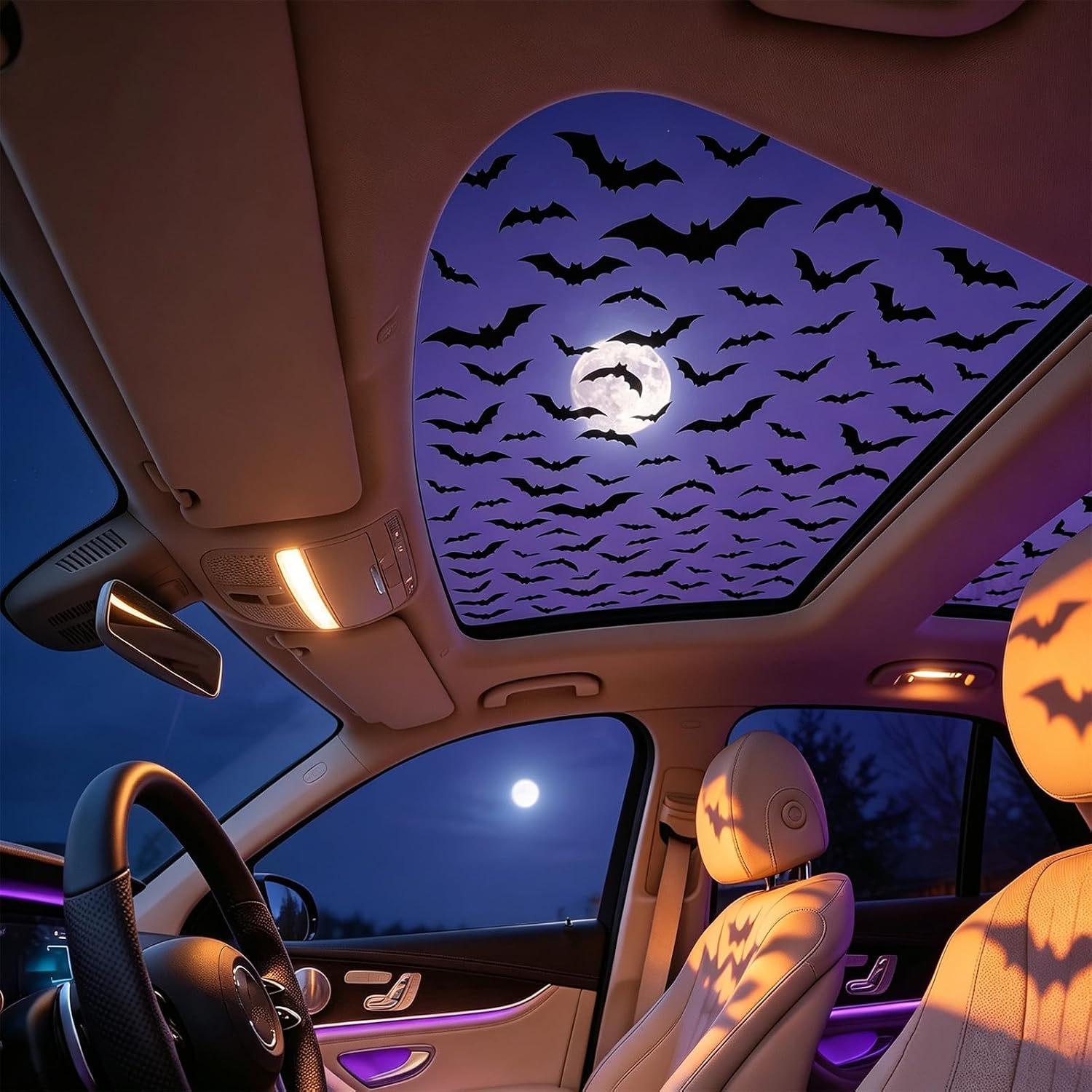 Spider Web Halloween Decoration - Car Sunroof Stickers Halloween Gothic Spider