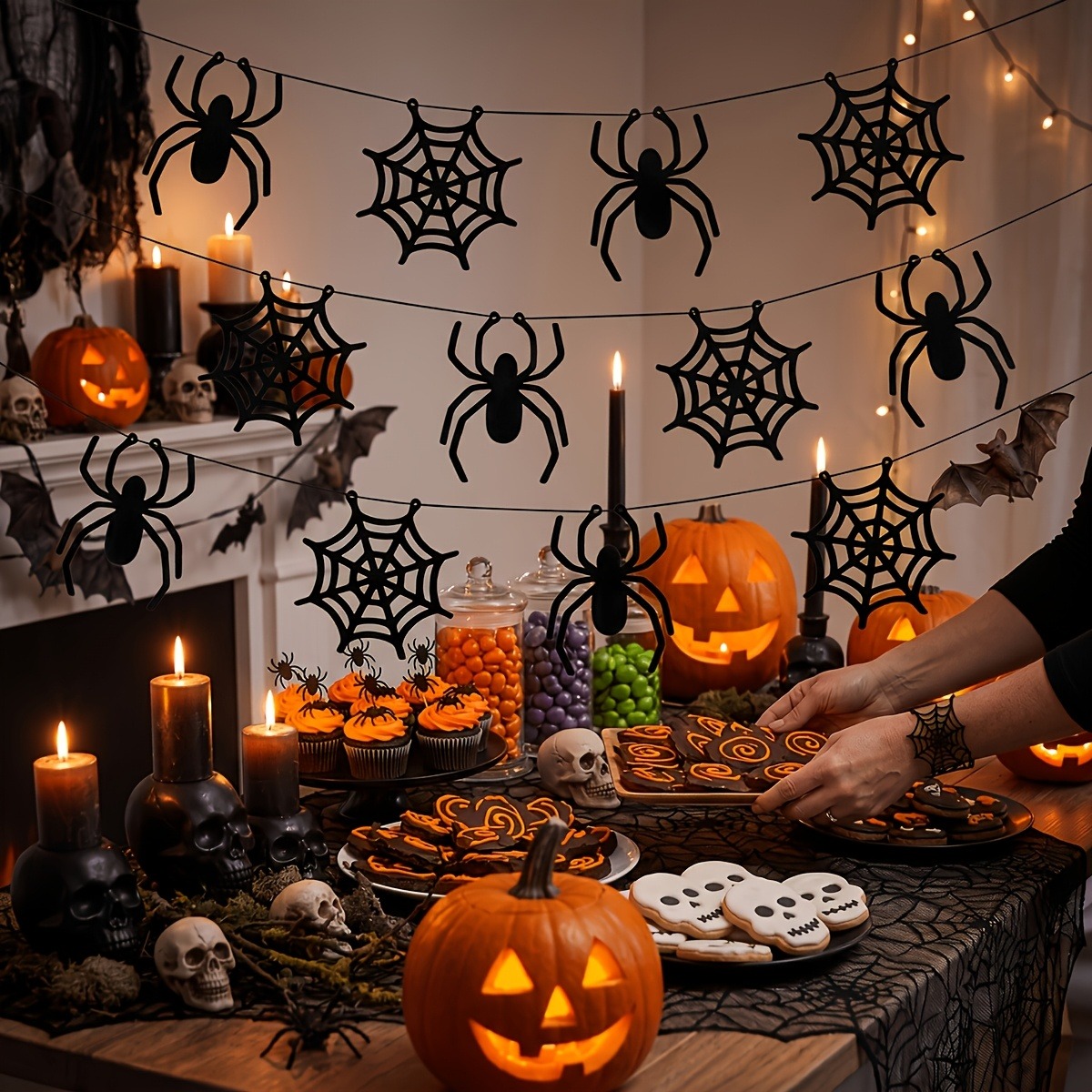 Spider Web Halloween Decoration - 2 sets of Halloween spider web