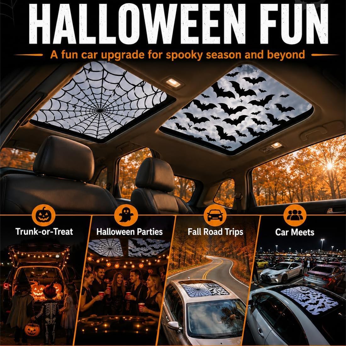 Car Sunroof Stickers Halloween - Spider Web Halloween Decoration ulasan dan harga