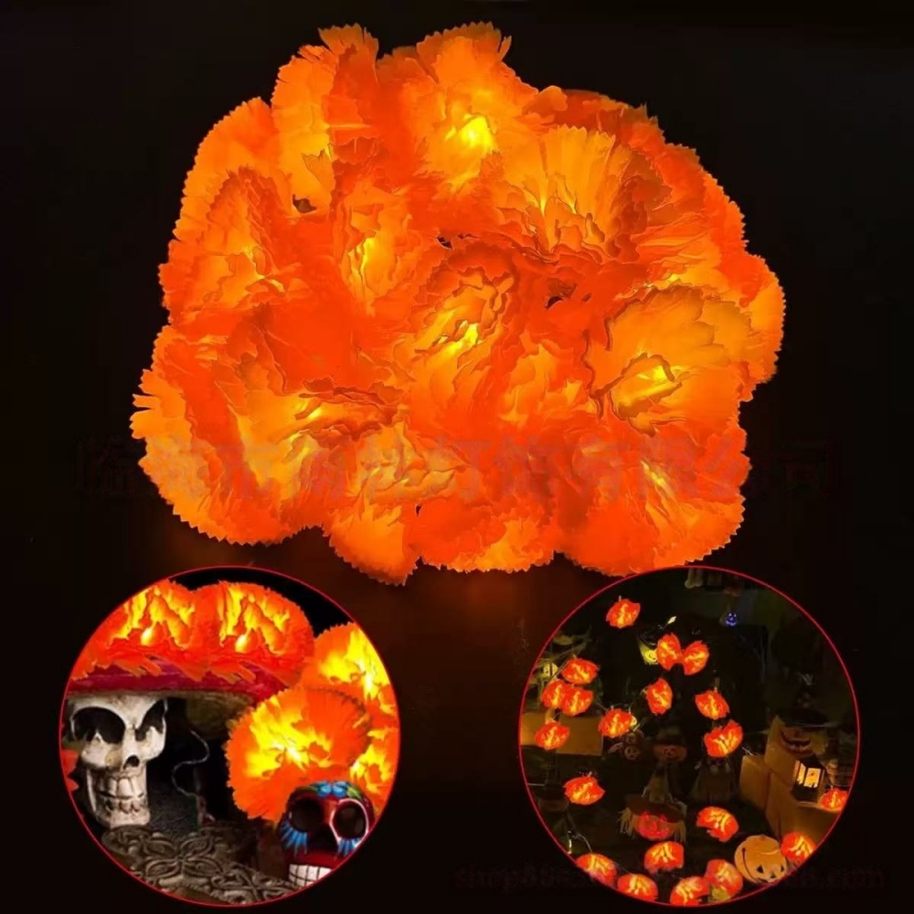 Marigold Flower LED String Lig - Halloween Led String Lights Orange ulasan dan harga