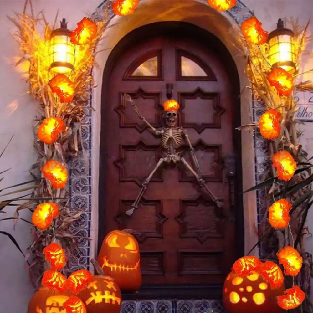 Marigold Flower LED String Lig - Halloween Led String Lights Orange ulasan dan harga