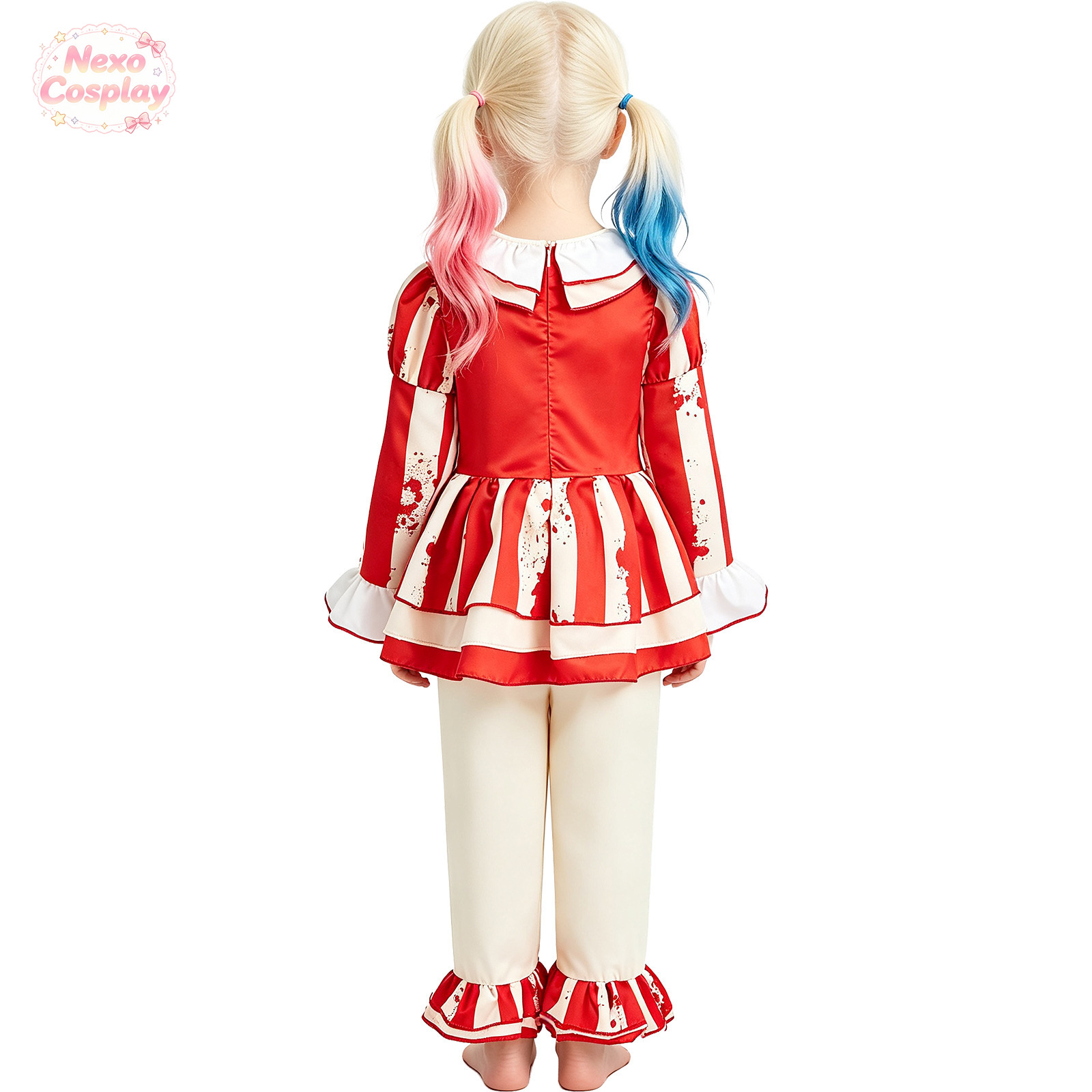Kids Red White Striped Horror  - Halloween Costume Kids ulasan dan harga