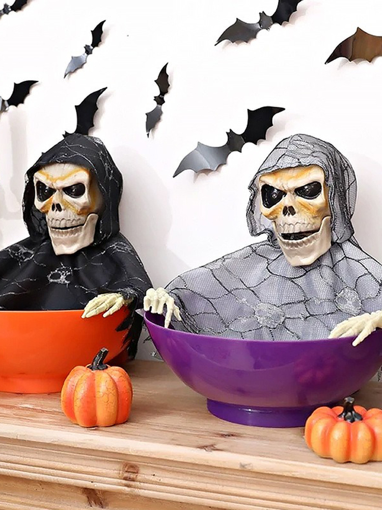 Grim Reaper Candy Bowl Holder  - Halloween Skeleton Decoration ulasan dan harga