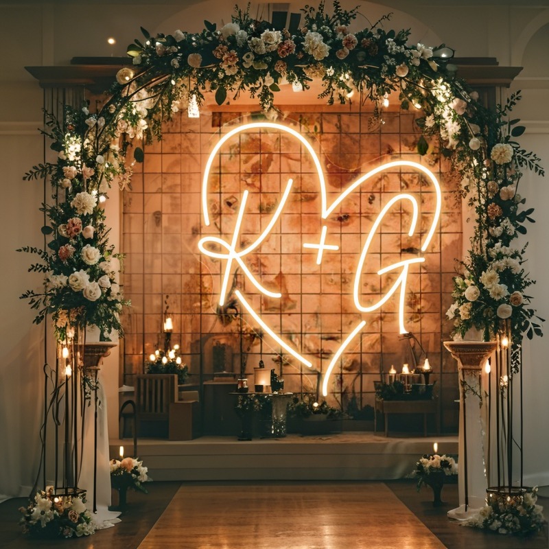 Custom Initials Heart LED Neon - Halloween Party Supplies ulasan dan harga