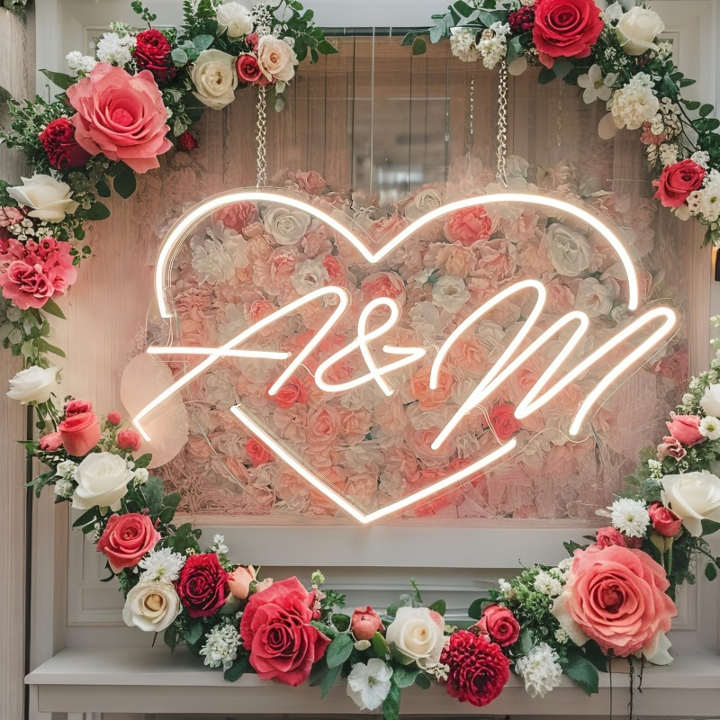 Custom Initials Heart LED Neon - Halloween Party Supplies ulasan dan harga