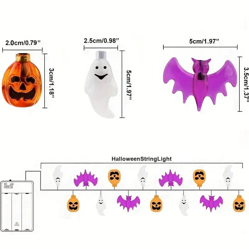 Cute Pumpkin Bat Ghost Hallowe - Halloween Led String Lights Orange ulasan dan harga
