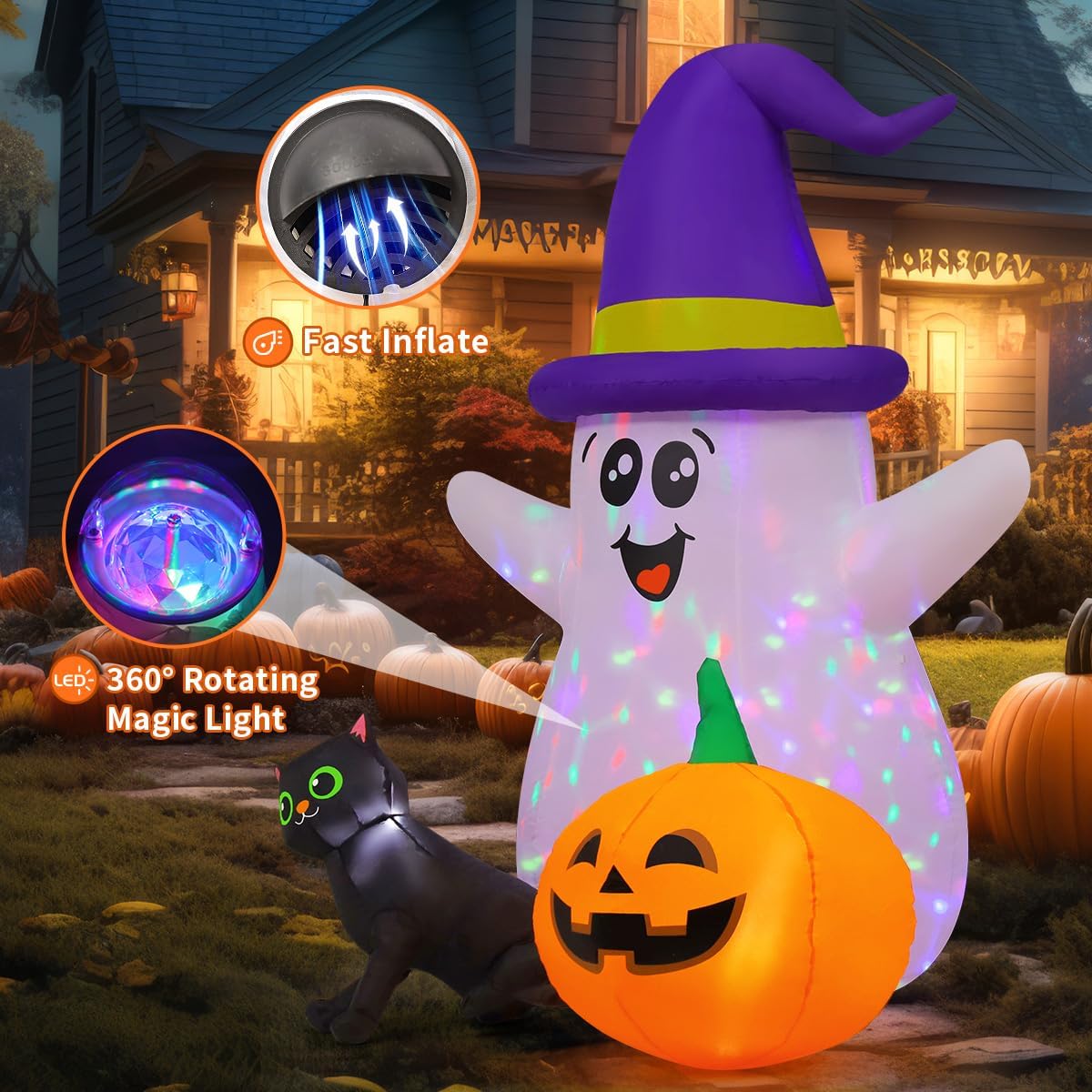5 Feet Halloween Inflatables G - Halloween Pumpkin Decor Led ulasan dan harga