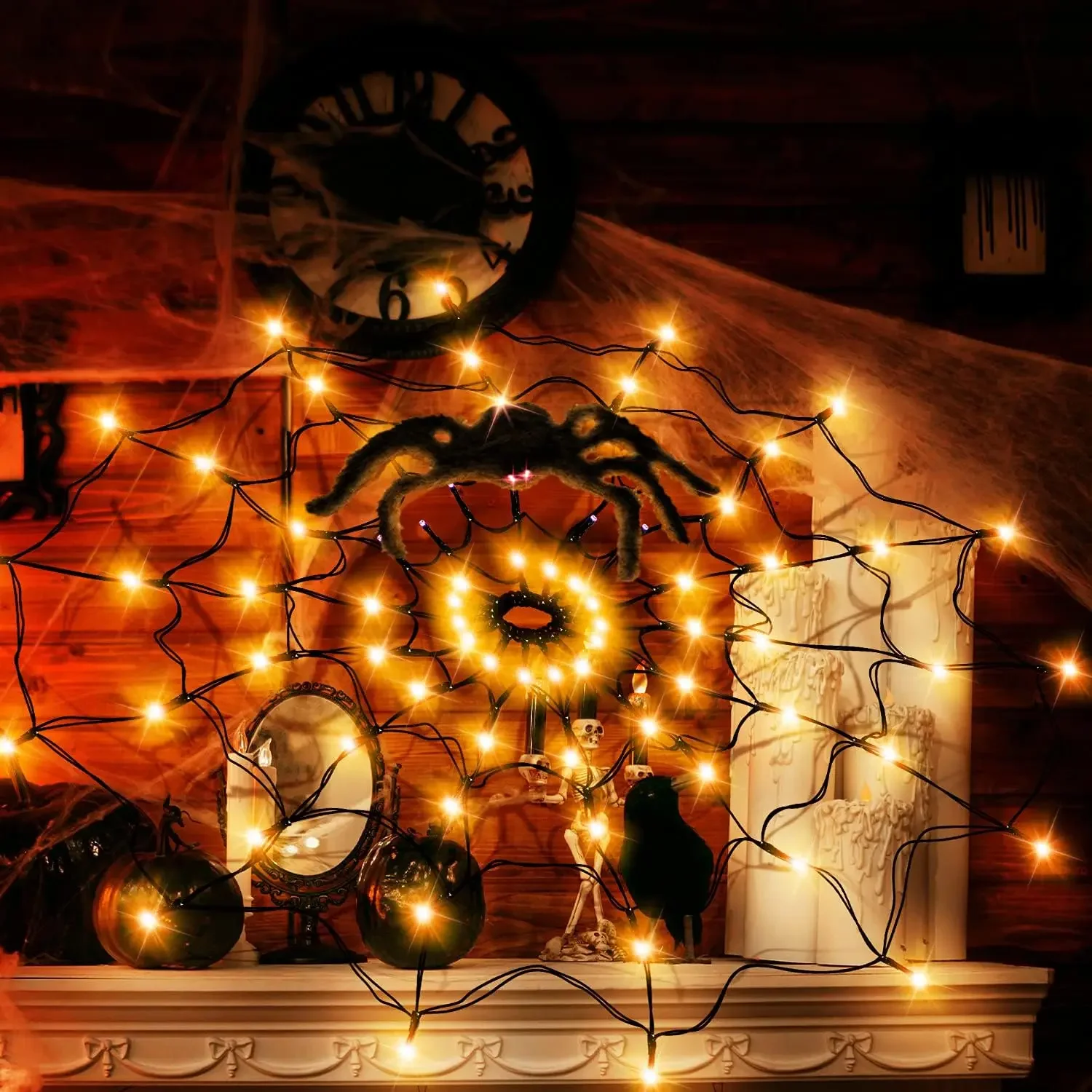 Halloween LED String Light Spi - Spider Web Halloween Decoration ulasan dan harga