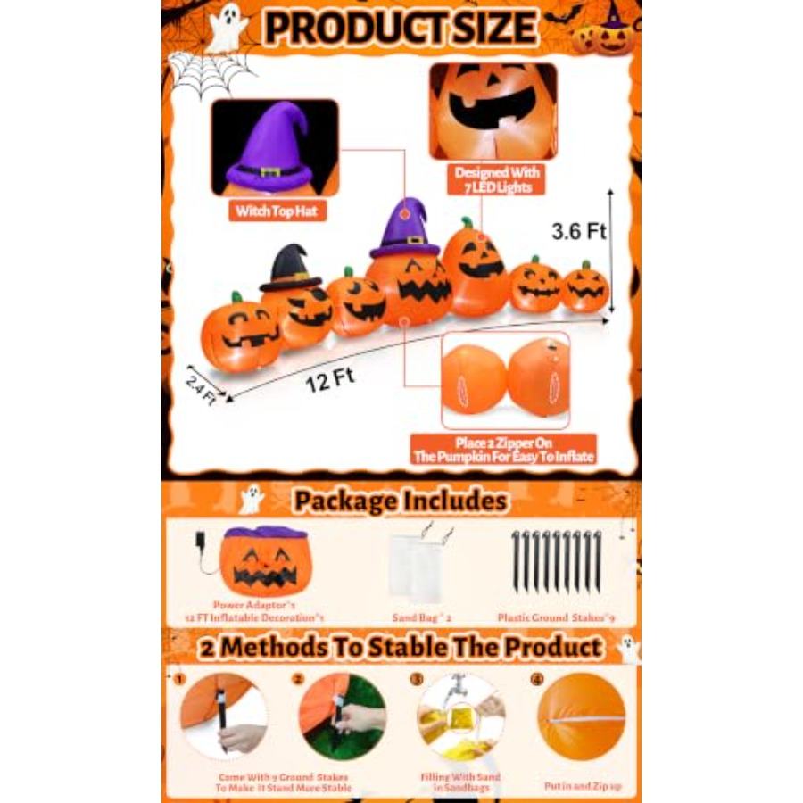 Outdoor Halloween inflatable p - Halloween Pumpkin Decor Led ulasan dan harga