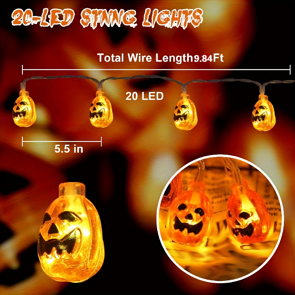 59/118in 10/20LEDs Smiling Pum - Halloween Led String Lights Orange ulasan dan harga