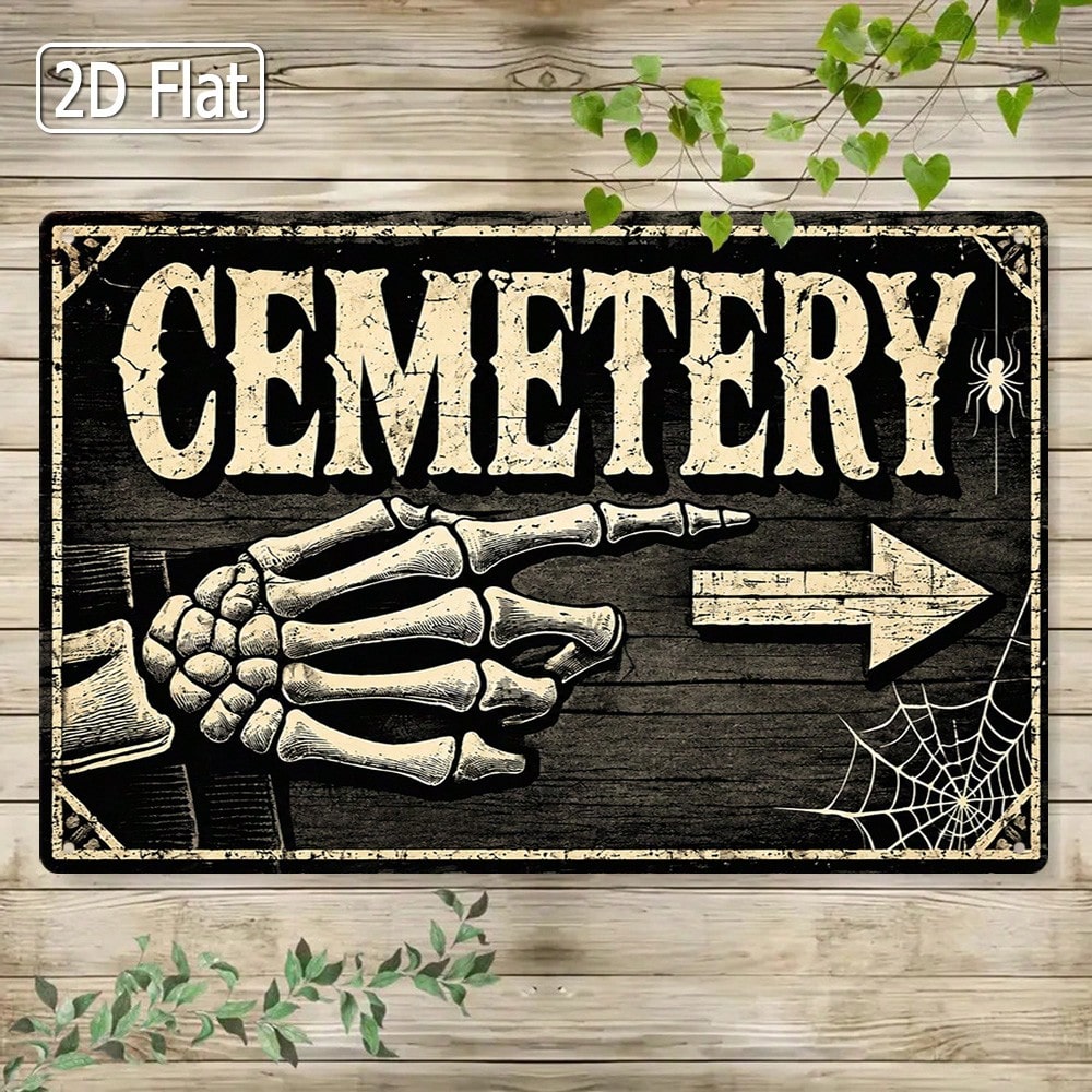 1pc 2D Flat Tin Sign - Vintage - Halloween Skeleton Decoration ulasan dan harga