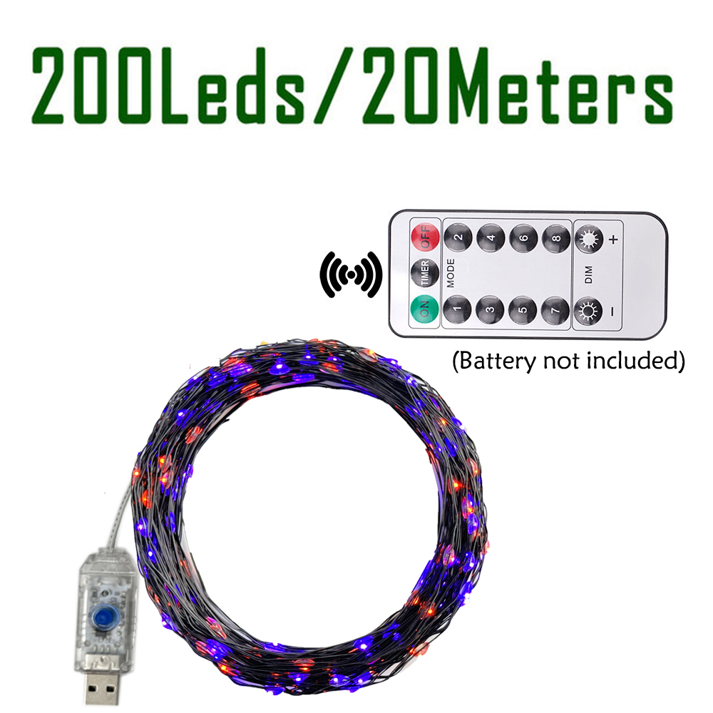 100/200LEDs String Lights Oran - Halloween Led String Lights Orange ulasan dan harga